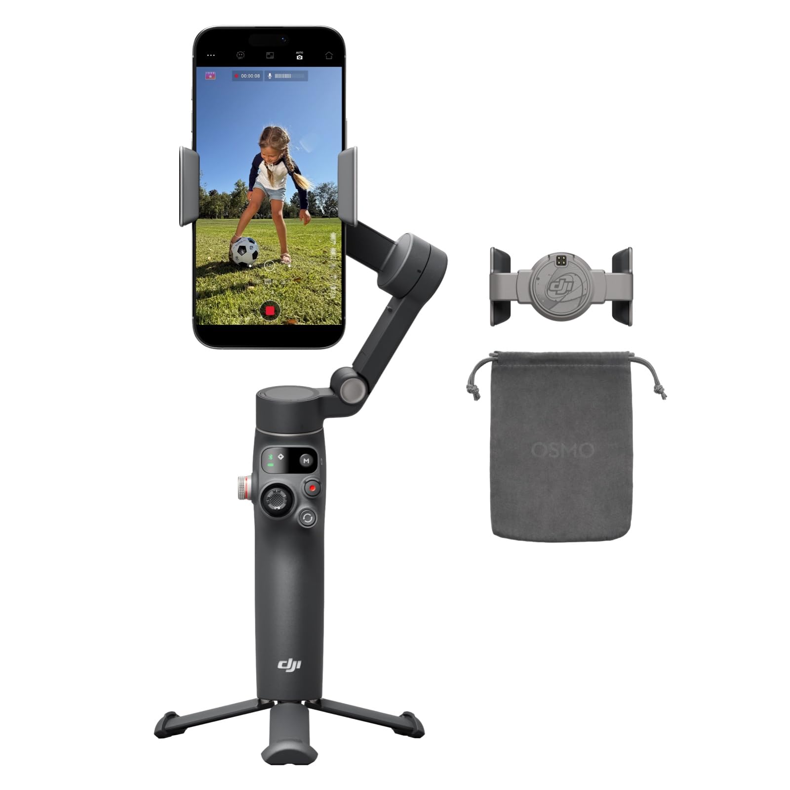 DJI Osmo Mobile 8 Standard Combo, Gimbal Stabilizer for Phone, AI Native Tracking, 360 Pan Rotation, Built-in Extension Rod & Tr