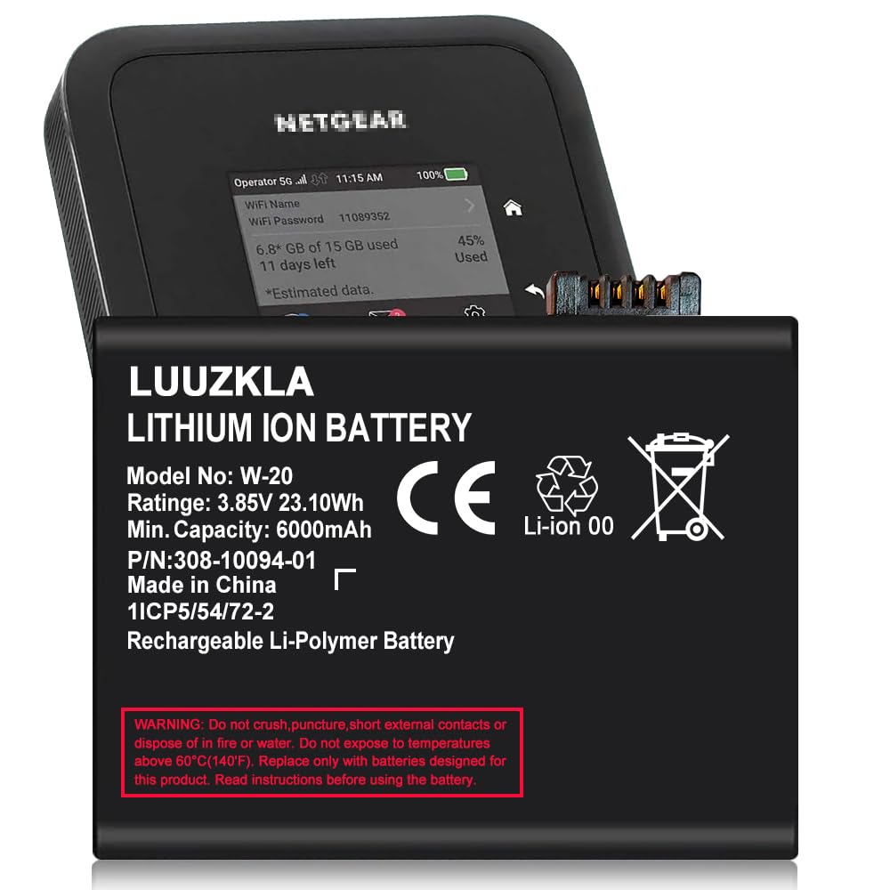 Luuzkla 6000Mah W 20 Battery, (2024 New Upgrade) Replacement For Netgear Nighthawk 5G Wifi 6 Mobile Hotspot, At&T Netgear Nighth