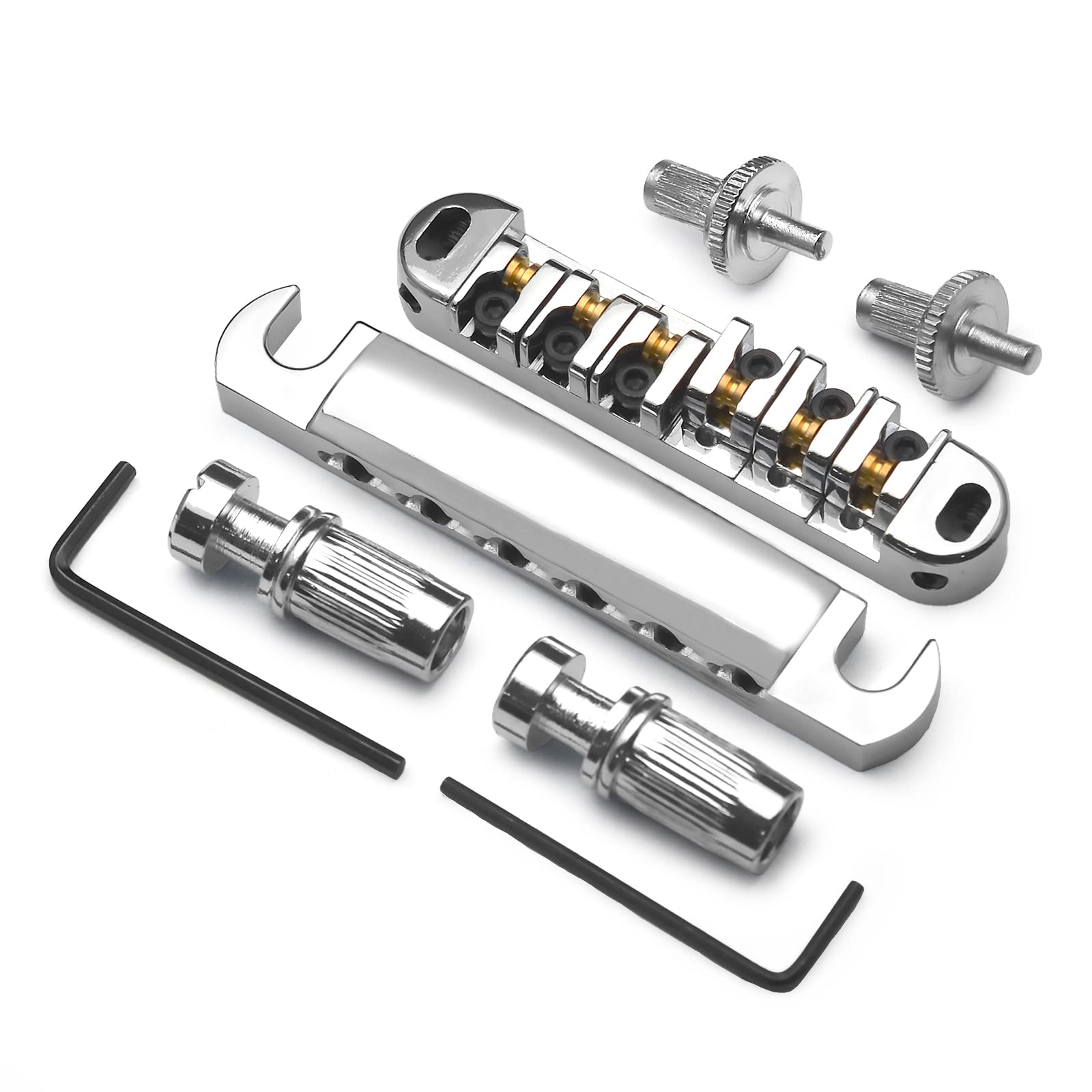 Saphue Abr 1 Style Tune O Matic Bridge Tailpiece Roller Saddle Bridge For Gb Lp Gear Replacement (Chrome)