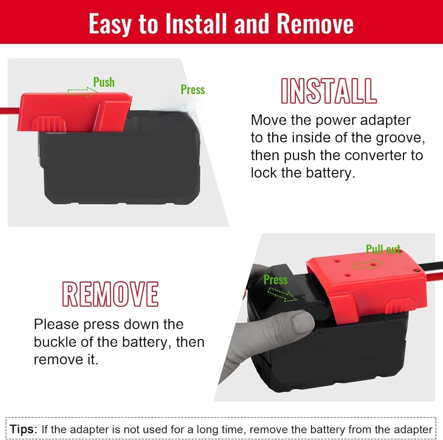 Azocek 2 Packs Power Wheel Adapter Compatible With Milwaukee 18V Battery Adapter Power Wheel Battery Converter Kit With Fuse & S