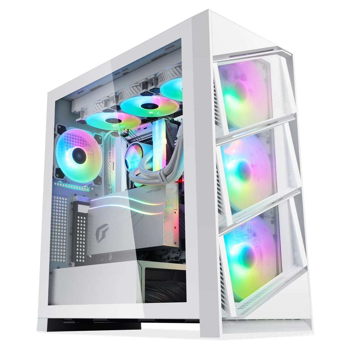 Segotep T3 White Mid-Tower Atx Gaming Pc Case, Support Top & Side 360Mm Radiators, Gpu Snap-On Opening & Closing Front Panel, Ty