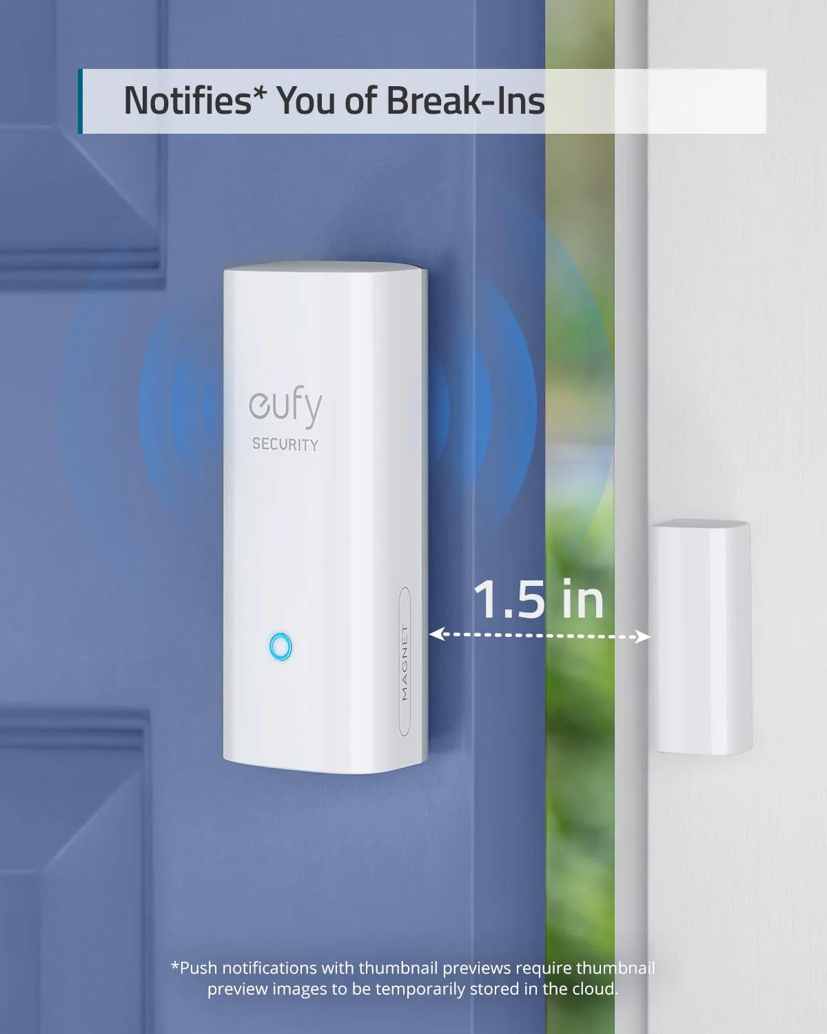 Eufy Security Entry Sensor, Detects Opened And Closed Doors Or Windows, Door Monitoring, Sends Alerts, Triggers Siren, 2 Year Ba