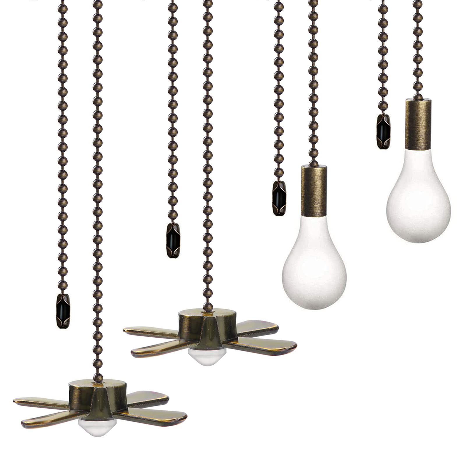 Ceiling Fan Pull Chain Fan Pulls 4PCS Light Fan Pattern Pull Chain Extension Fan Decorative 12 Inch Fan Pulls Set with Connector