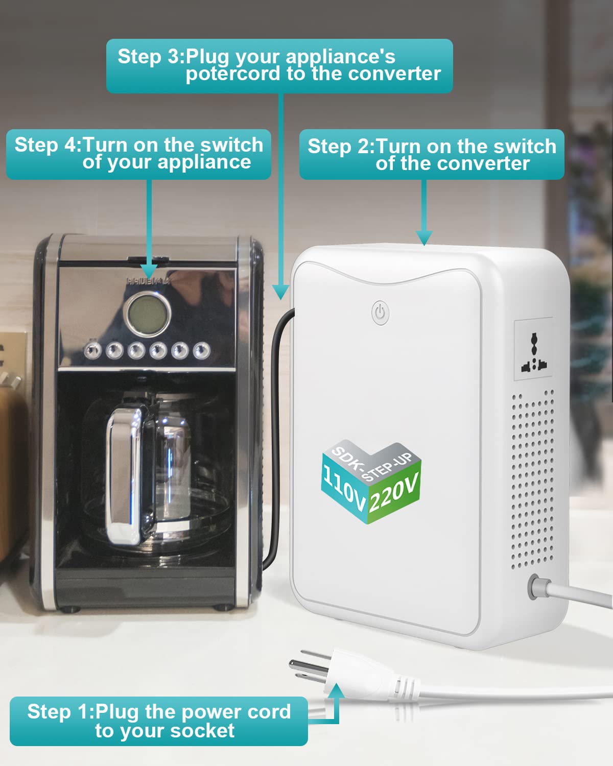 Step Up Transformer 110V To 220V Voltage Converter 2000W, No Noise, Suit For Juicer, Chocolate Machine And Other Appliances ,Usi