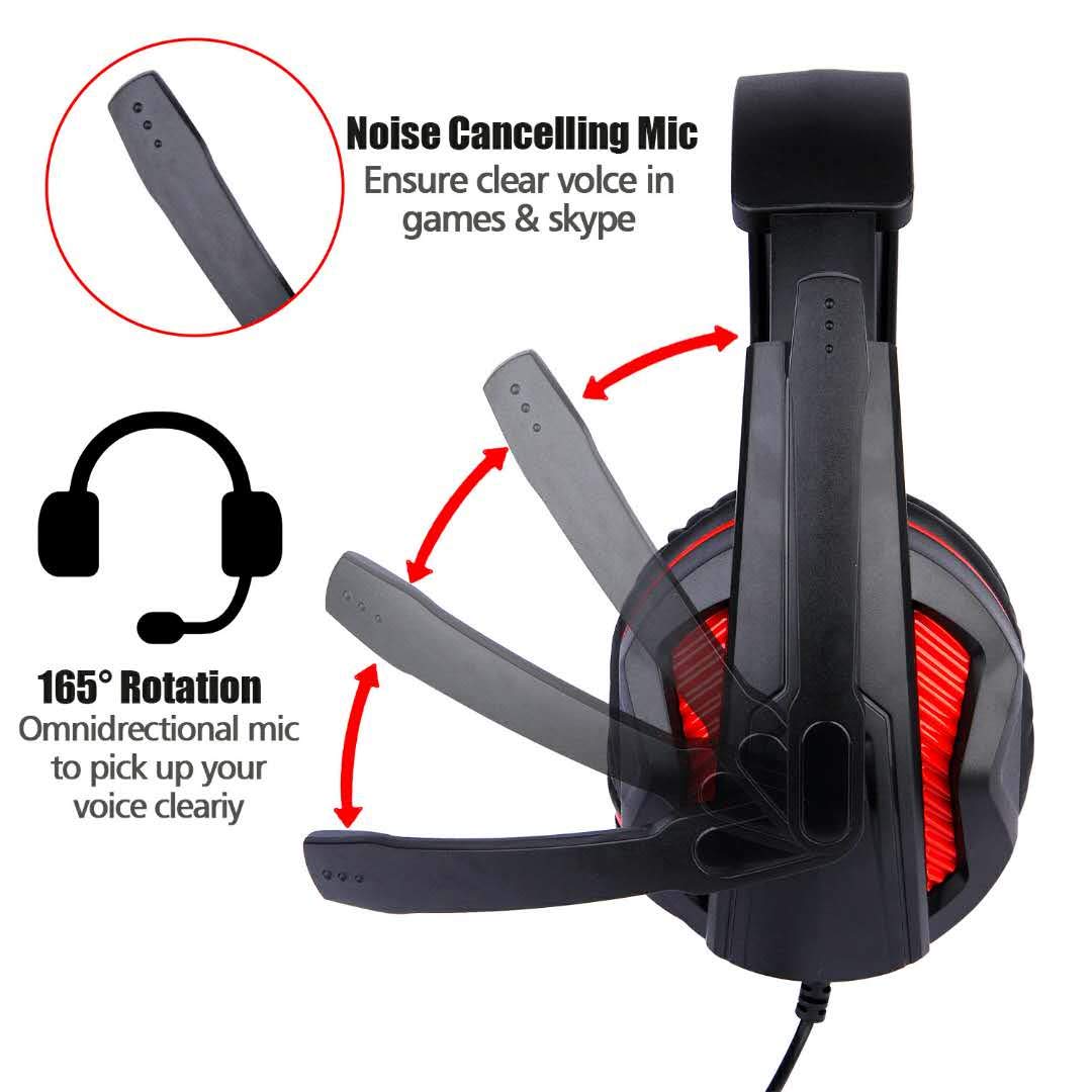 Fnship 3.5Mm Port Wired Gaming Headset, Stereo Bass Noise Isolation Headphone With Mic Volume Control For Ps4 New Xbox One Psp P