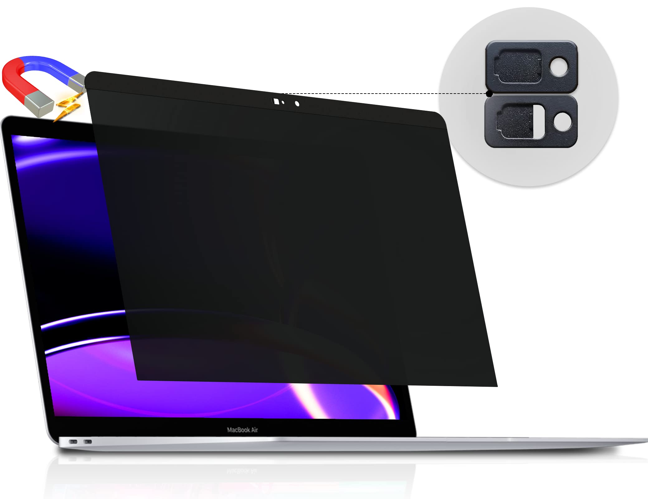 Peslv Magnetic Privacy Screen Compatible With Macbook Pro 15 Inch (2012 2015), Removable Anti Blue Light Glare Peep Filter Black