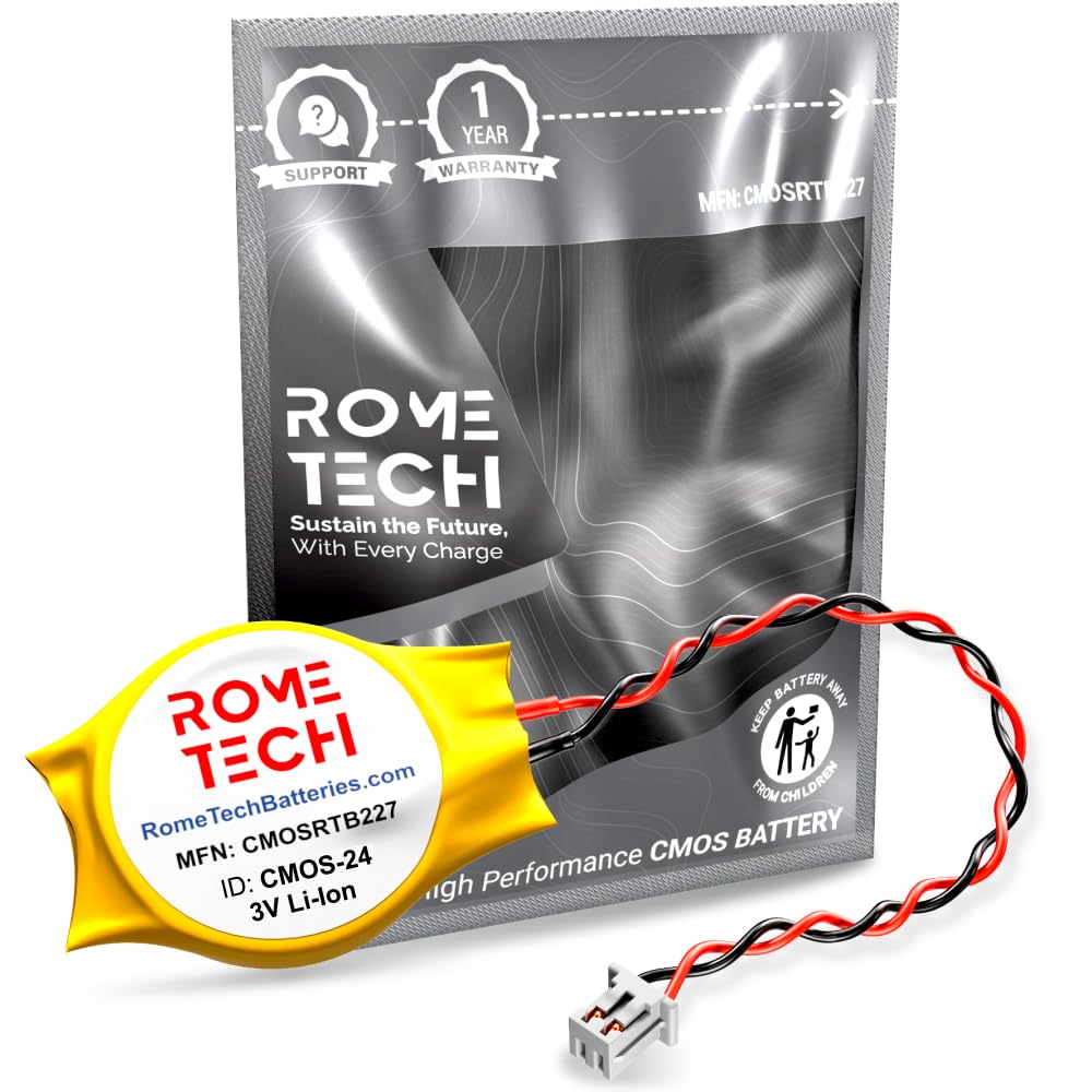 Rome Tech Cr 1220 Cmos Battery For Asus Rog Gl552J / Asus Rog Strix Gl703   Laptop Backup Bios Rtc 3V Cr1220 Battery With 2 Wire Medium Cable Regular Connector(1 Pack)
