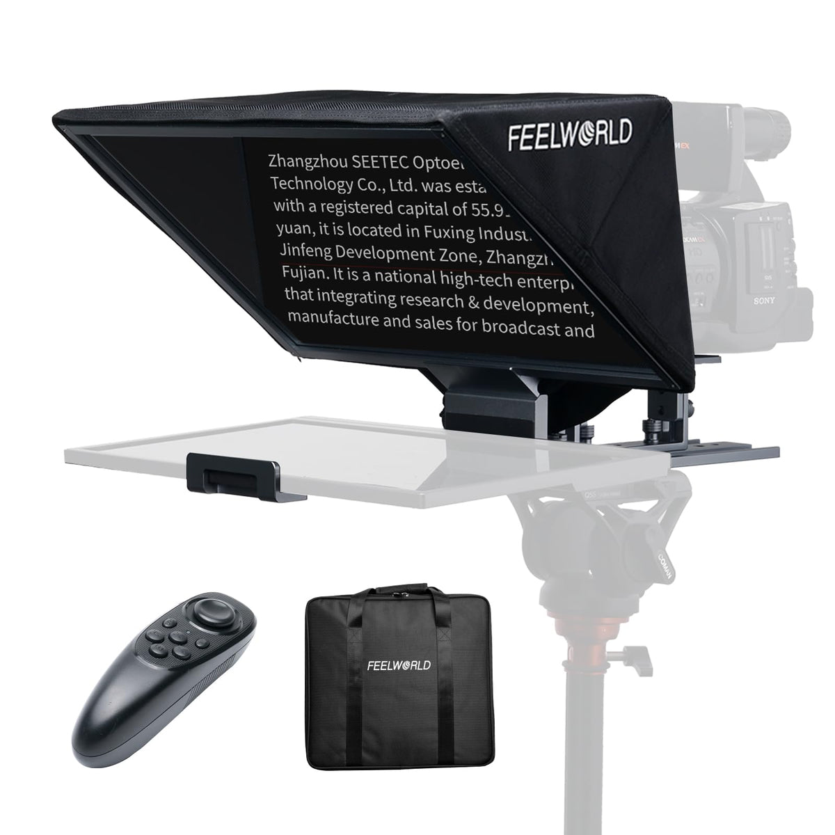 Feelworld Tp16 16 Inch Folding Teleprompter For Up To 16'' Tablet Horizontal Vertical Prompt For Live Streaming Interview Speech