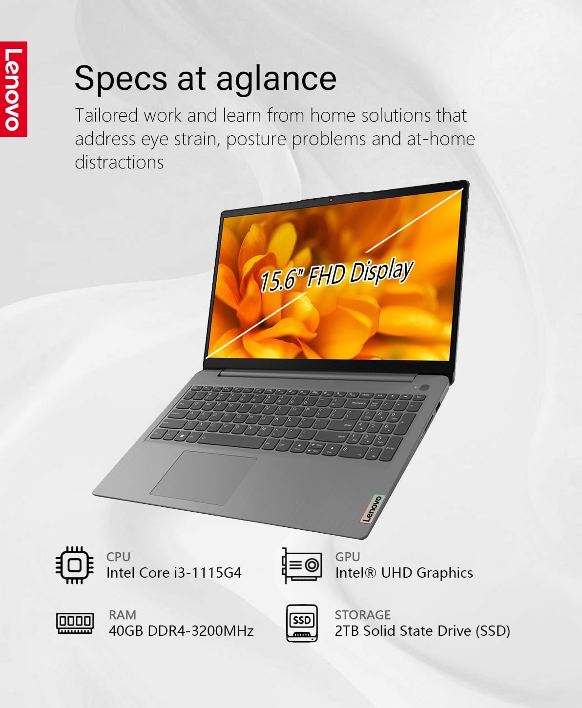 Lenovo 2023 Newest Ideapad 3I Laptop, 15.6'' Fhd Touch Screen, 40Gb Ddr4 Ram, 2Tb Ssd, 11Th Gen Intel Core I3 1115G4, Hdmi, Webc