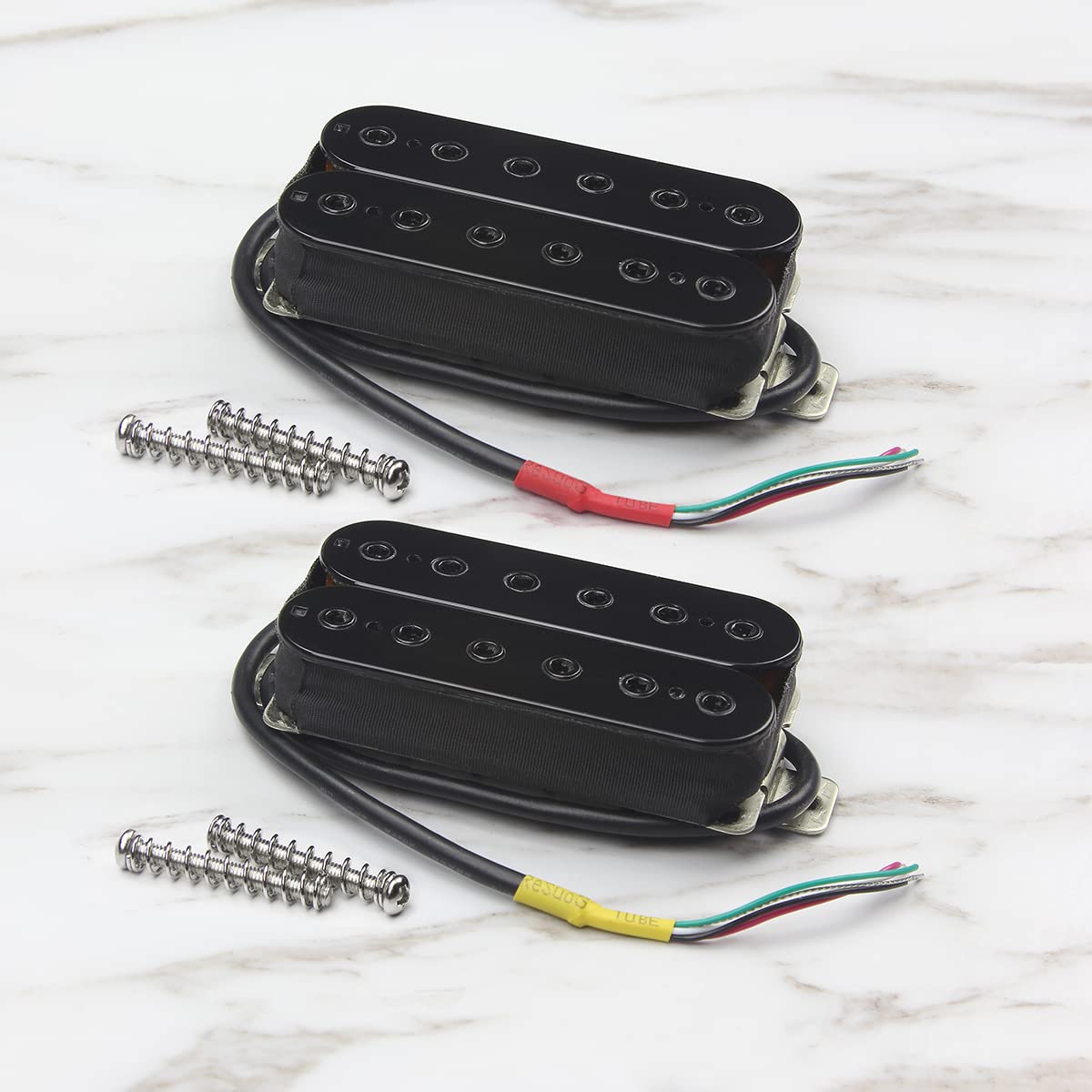 Fleor Alnico 5 Electric Guitar Neck & Bridge Pickup Set Double Coil Humbucker Pickups Black