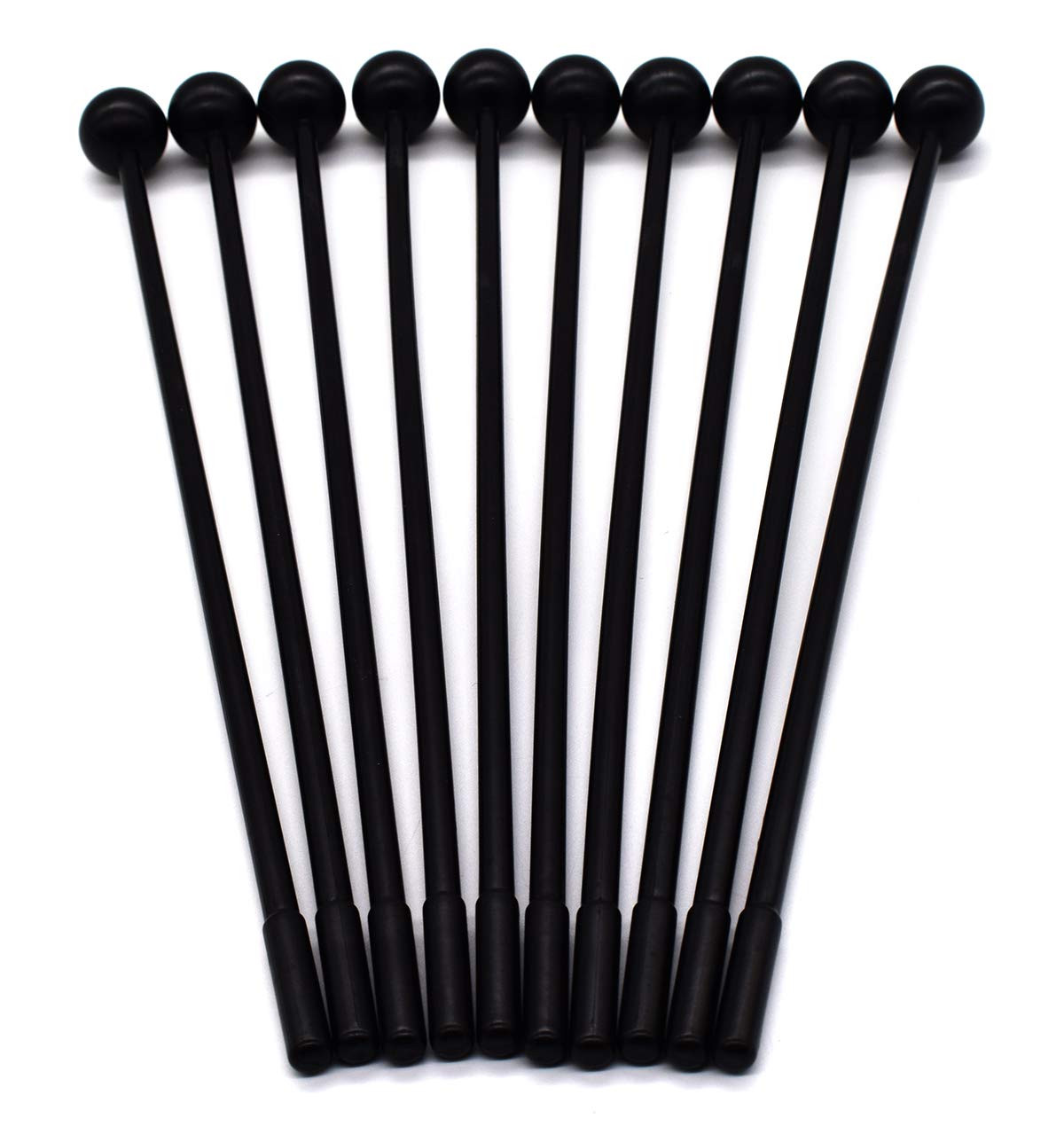 AUEAR, 10 Pack Solid Plastic Bell Mallets Percussion Sticks Hammer Drum Sticks Mallets for 11 Inch Black