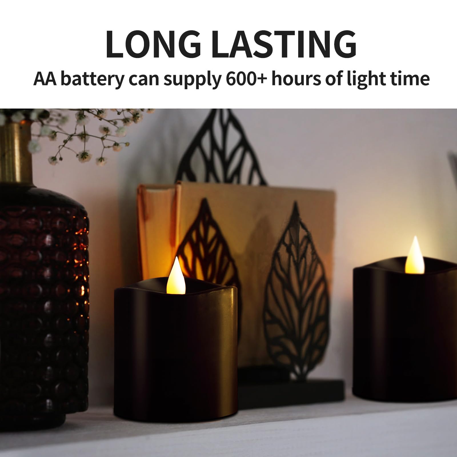 Asldoiweh 3X3 Flickering Flameless Candles Set Of 3, 2Aa Battery Life 600 Hours Battery Candles Flickering With Timer, 3 Inch Fl