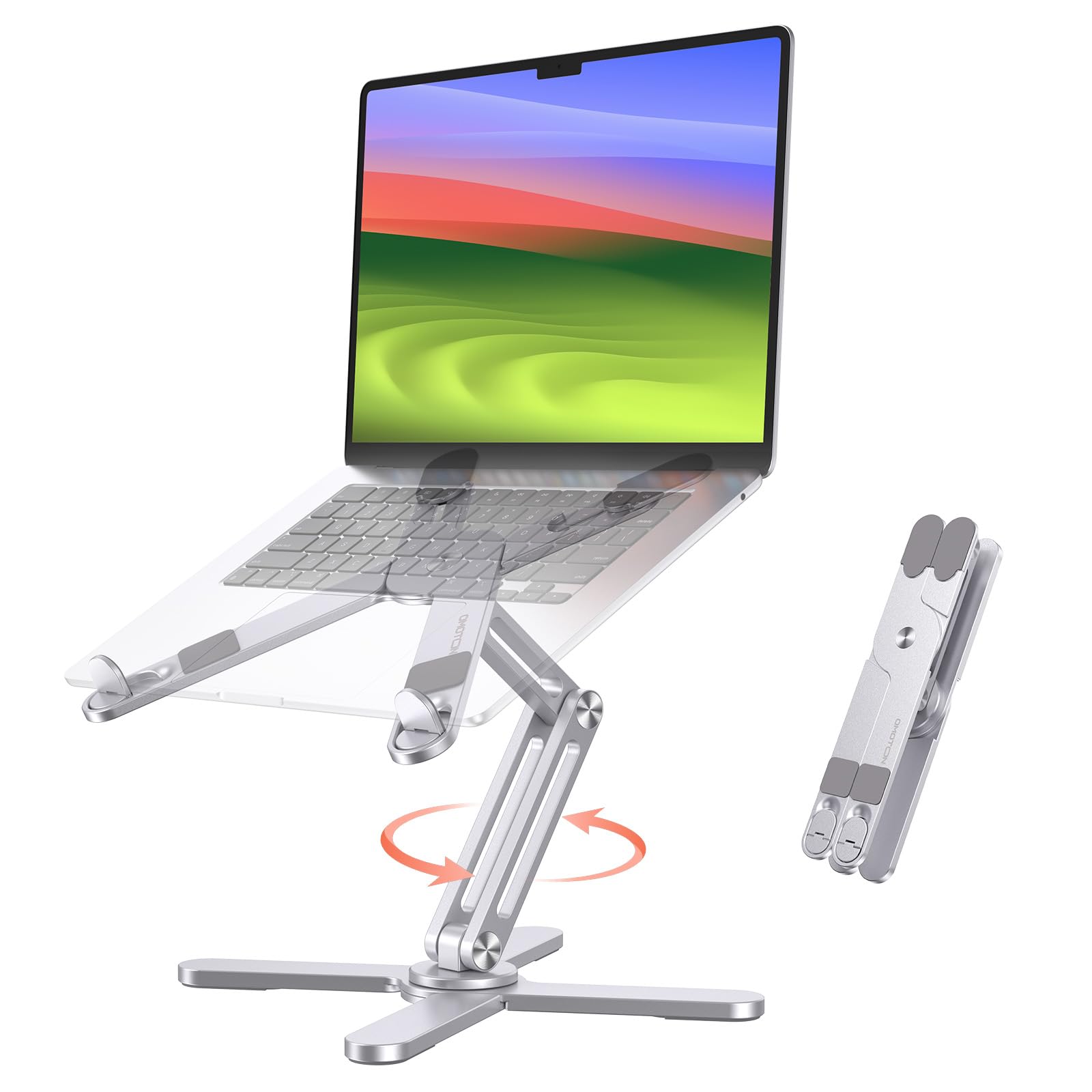 Omoton 360 Rotating Laptop Stand Riser For Desk, Ergonomic Foldable Computer Stand Adjustable Height Angles For Collaborative Wo