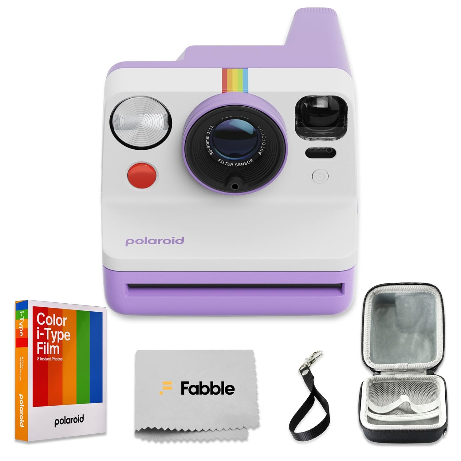 Polaroid Now Generation 3 I-Type Instant Camera (Purple) Bundle with Color I-Type Film (8 Exposures), Hard Protective Case, and 