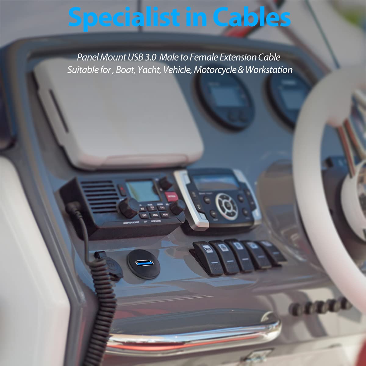 Urwoow Small Usb 3.0 Male To Female Aux Flush Panel Mount Extension Cable For Car Truck Boat Motorcycle Dashboard 6Ft