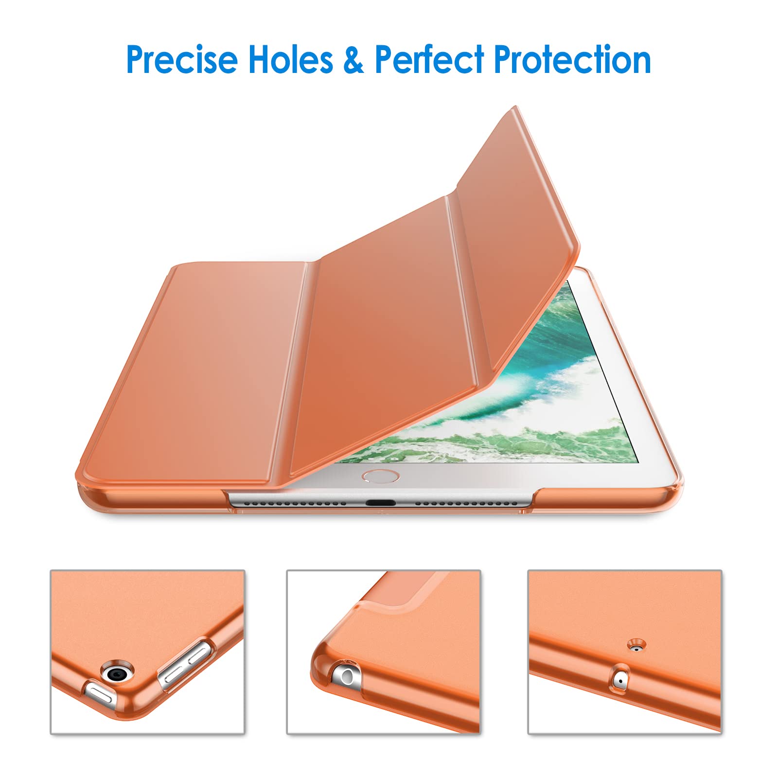 Jetech Case For Ipad (9.7-Inch, 2018/2017 Model, 6Th/5Th Generation), Smart Cover Auto Wake/Sleep (Papaya)