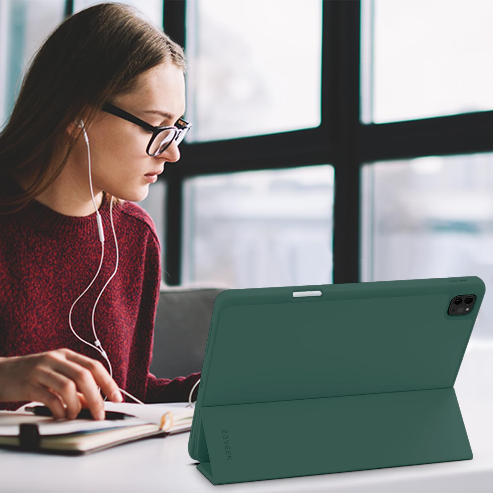 Zoveek Ipad Pro 12.9 Inch Case 6Th/5Th/4Th Generation With Pencil Holder, Smart Folio Cover For Ipad Pro 12.9'' 2022/2021/2020,