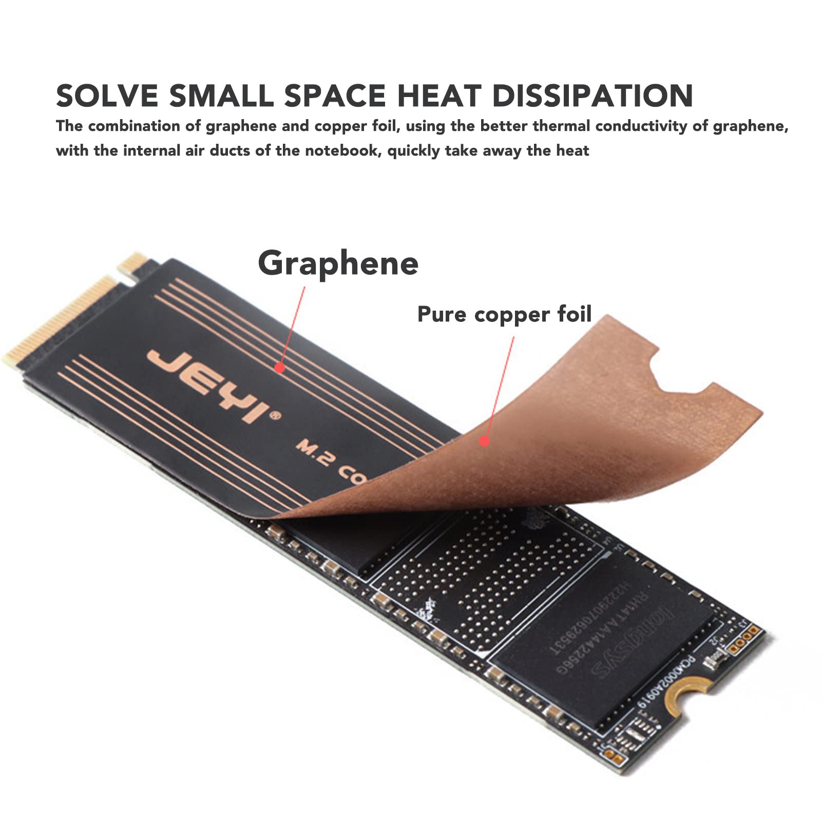 M.2 Ssd Graphene Heatsink, High Performance Fast Cooling Ssd Heatsink With Thermal Conductive Adhesive, 0.15 X 74 X 22Mm Graphen