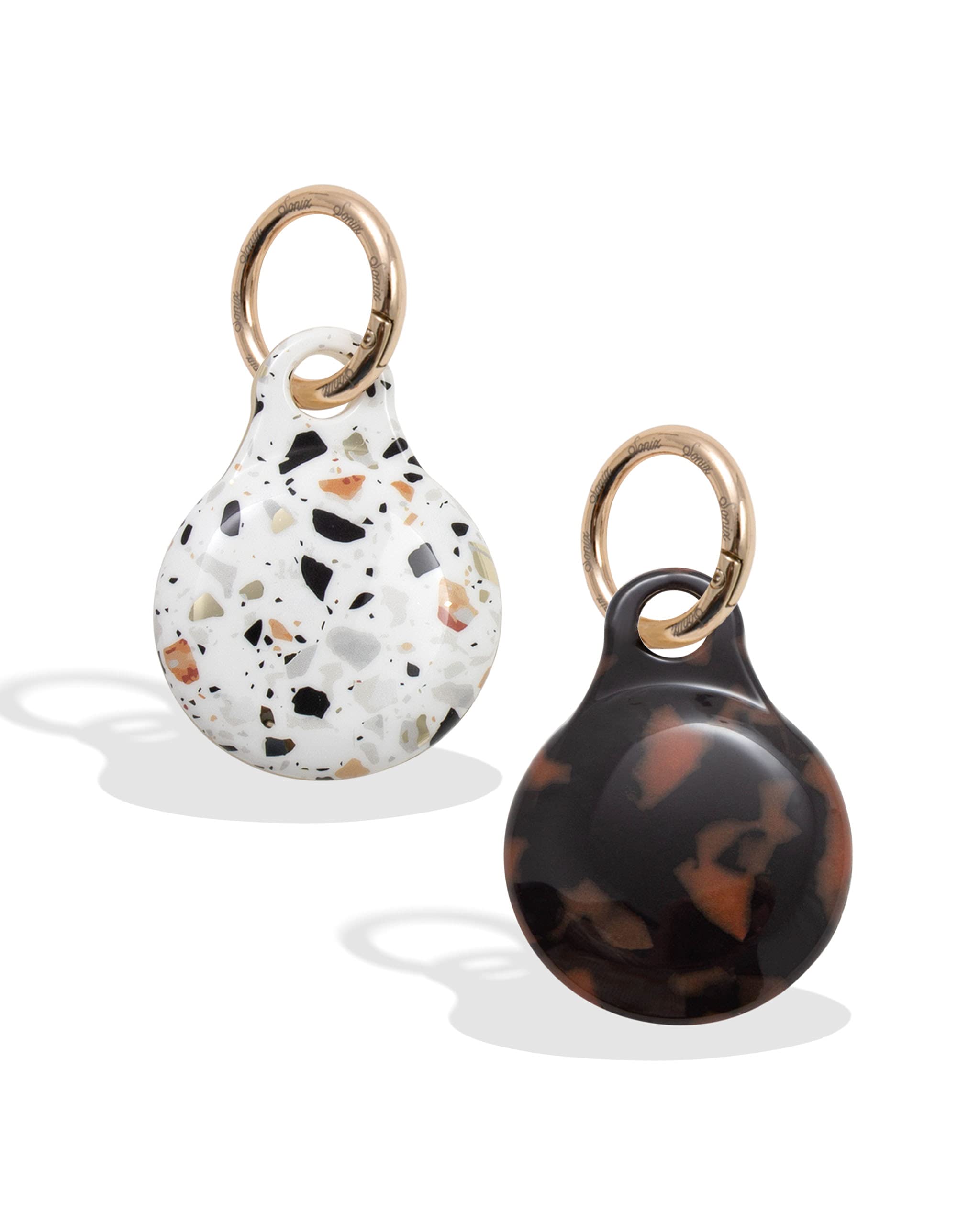 Sonix Cases for Apple AirTags with Keychain (Brown Tort, Confetti Terrazzo) 2-Pack