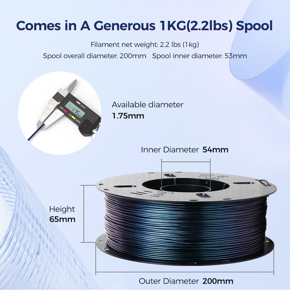 Voxelab 3D Printer Filament, 1.75Mm Petg Burnt Titanium Filament, Dimensional Accuracy +/- 0.02 Mm, 3D Printing Material 1Kg/ Sp