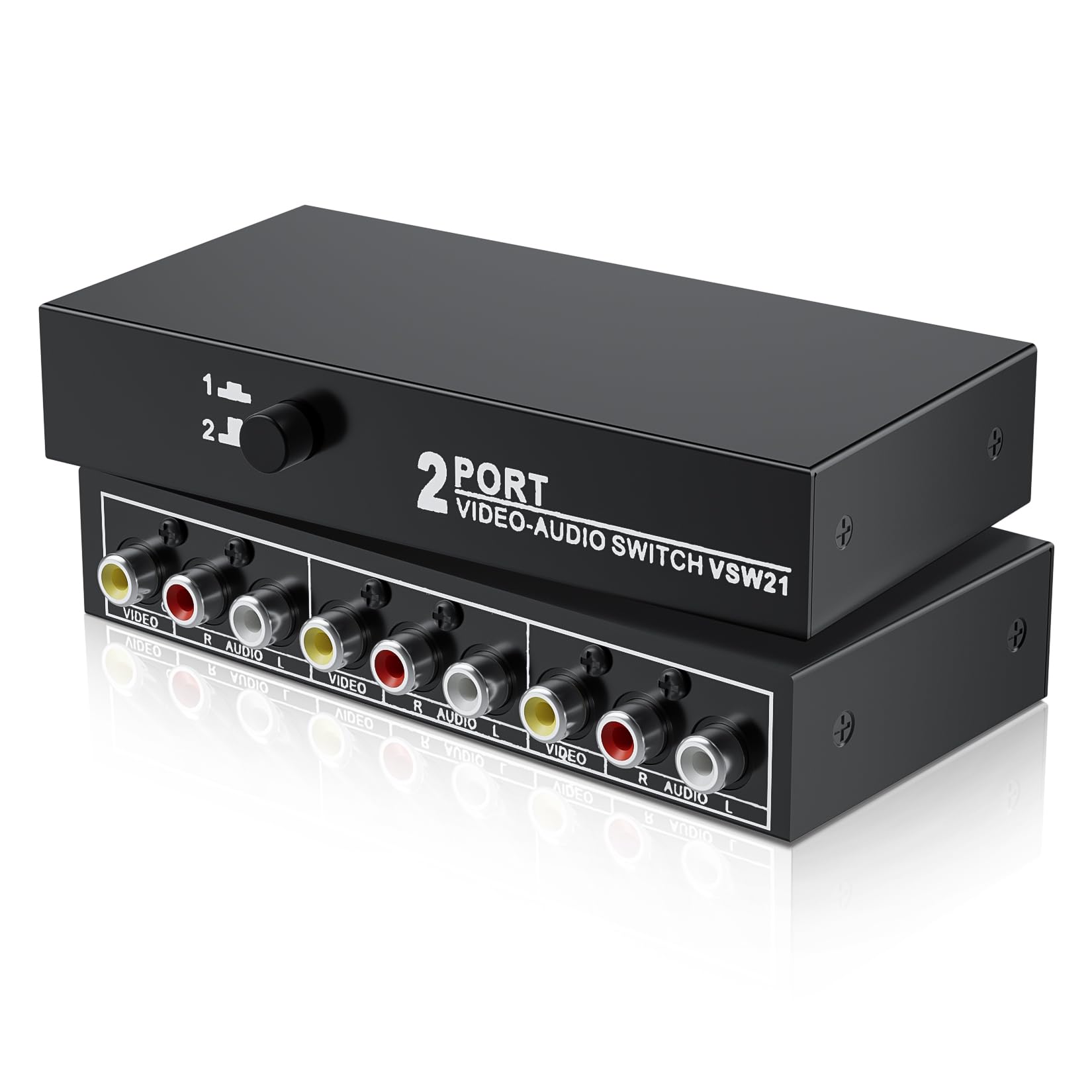 Rca Switch 2 In 1 Out Composite Video L/R Audio Switcher Selector Box 2X1, Bolaazul 2 Way Rca Switcher   2 Port Av Switch Box  