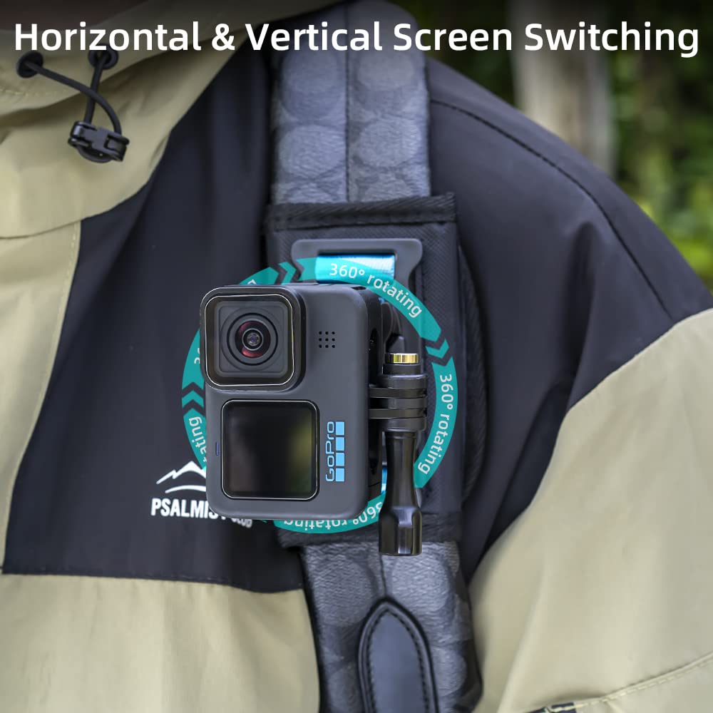 Surewo Bag Backpack Shoulder Strap Mount With Universal Ball J Hook Compatible With Gopro Hero 13/12/11/10/9/8/7/(2018)/6/5 Black,Dji Osmo Action 5 Pro/4/3 And Most Action Cameras