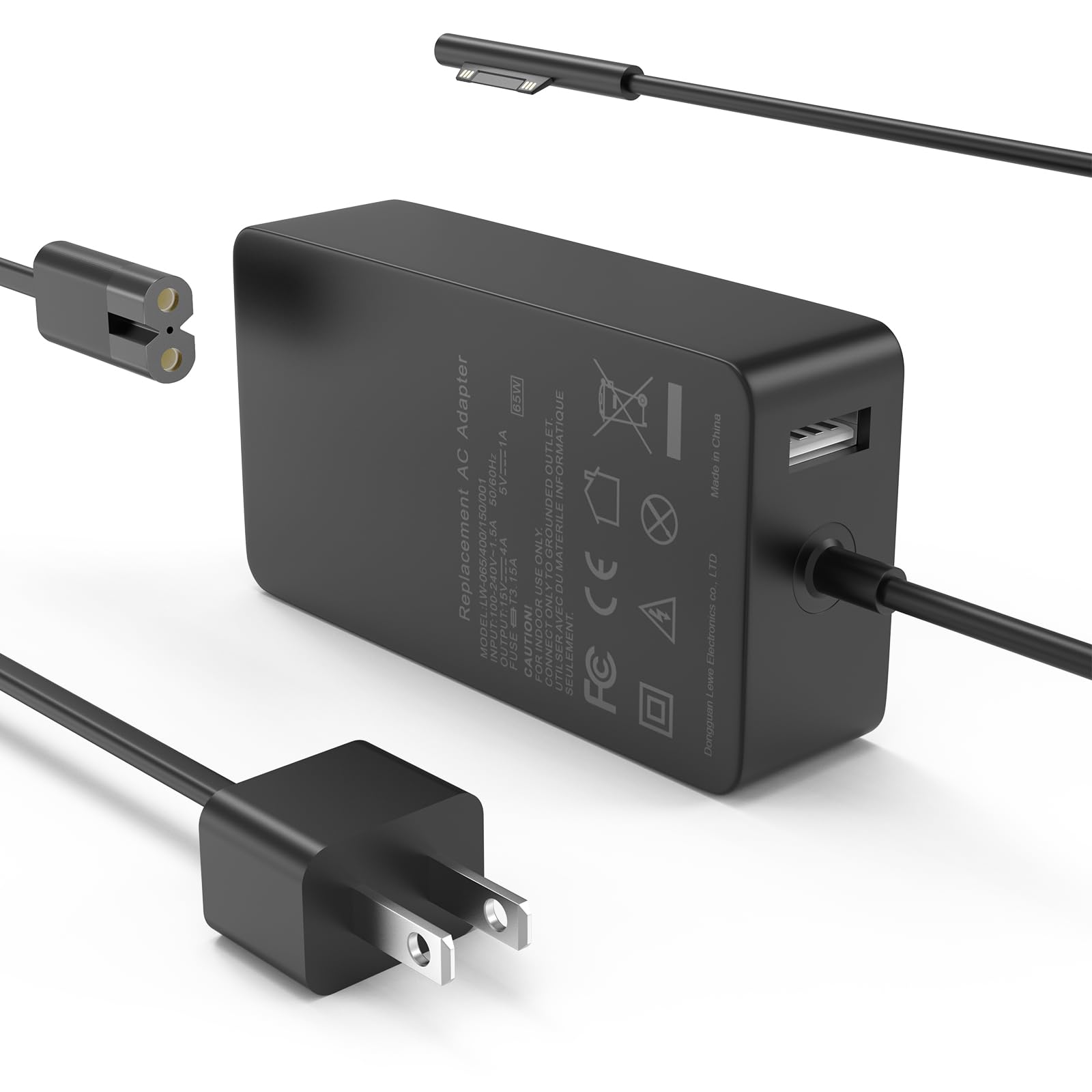 Fancy Buying 65W Charger For Surface Pro 3/4/5/6/7 Power Supply Adapter, Compatible For Microsoft Surface Book Laptop/Tablet, Works With 65W&44W&36W&24W