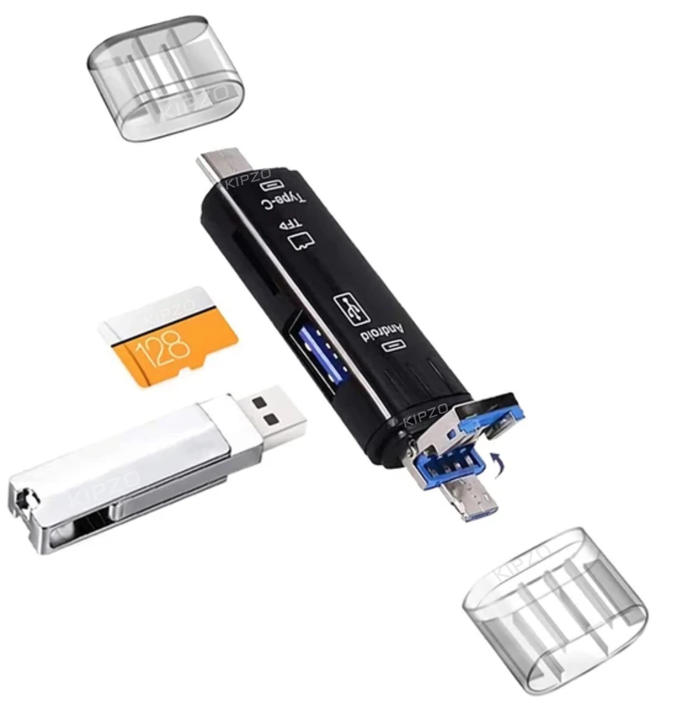 Kipzo 5 In 1 Otg Card Reader Type C High Speed, Micro Sd/Tf Memory Card Reader Usb A To C (Type C Micro Usb 2.0 For Data Transfe