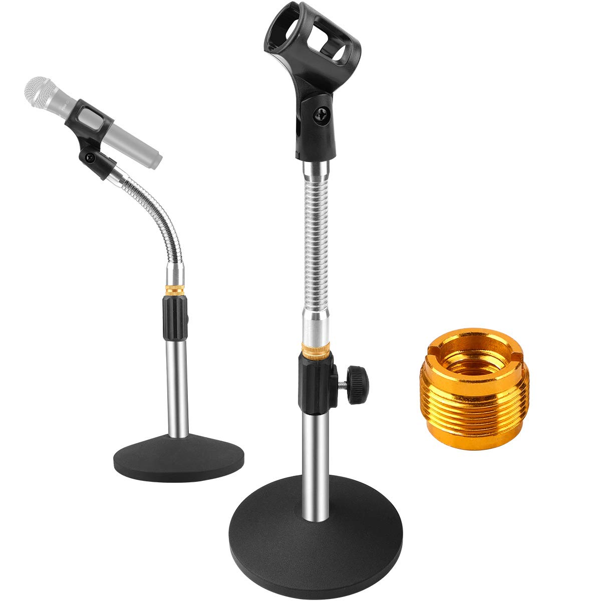 Eison Microphone Stand Desk Mic Stand Desktop Microphone Stand Adjustable Tabletop Microphone Stand With Gooseneck Mic Clip 5/8