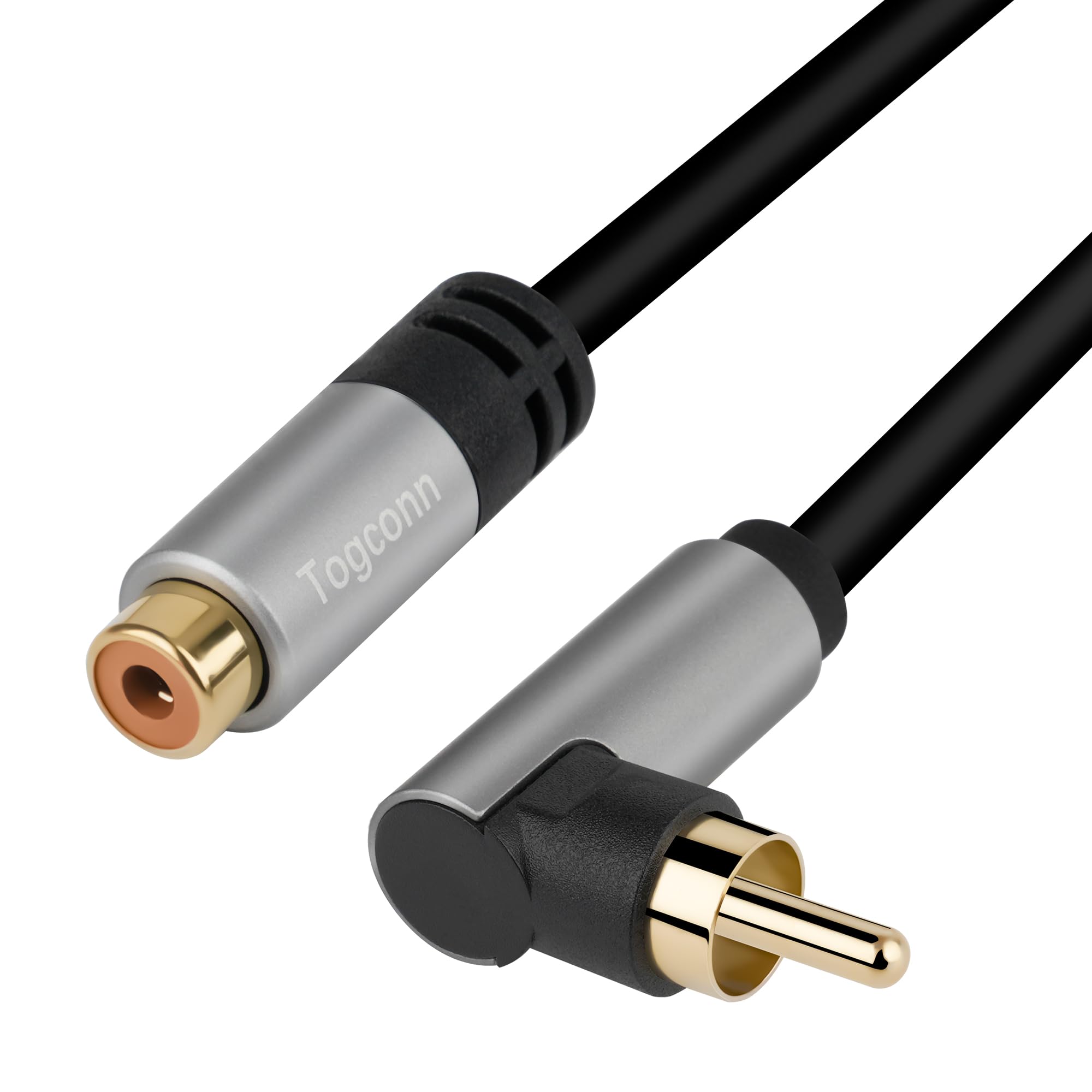 Togconn RCA Audio Extension Cable, 90 Degree RCA Male to Female Lead Cable, Digital Coaxial Audio Cable for Home Theater, HDTV, DVD, Amplifiers, Subwoofer, Speaker (9 Inch/23CM) -Like New