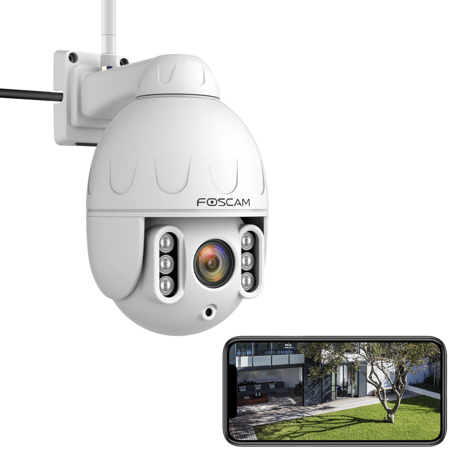 Foscam Sd4 2K 4Mp Outdoor Security Camera, 5G/2.4Ghz Wifi Ptz Ip Surveillance Camera With 4X Optical Zoom, Smart Ai Human Detect