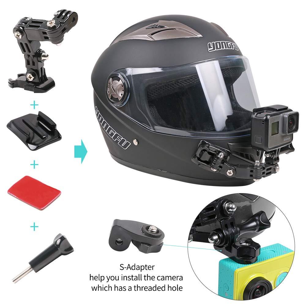 Motorcycle Helmet Chin Mount Kit Compatible With Gopro Hero 12 Black, Hero 11/10/9/8/7 (2018) And More Action Cameras (Motorcycl