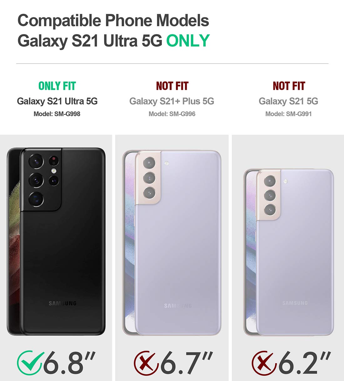 Poetic Revolution Case For Samsung Galaxy S21 Ultra 5G 6.8 Inch, Built-In Screen Protector Work With Fingerprint Id, Full Body R