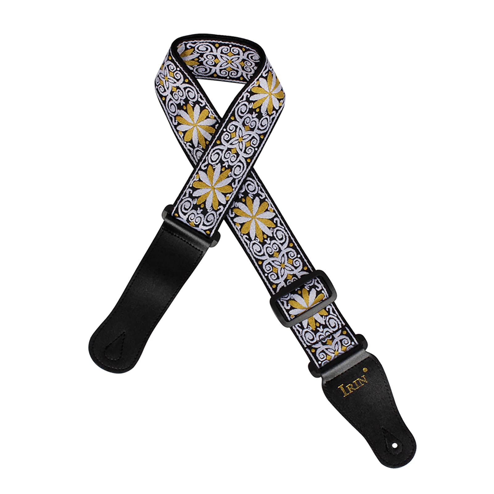 ELBME GS02 Adjustable Embroidery Guitar Straps for Acoustic Electric Guitars Bass Accessories Yellow