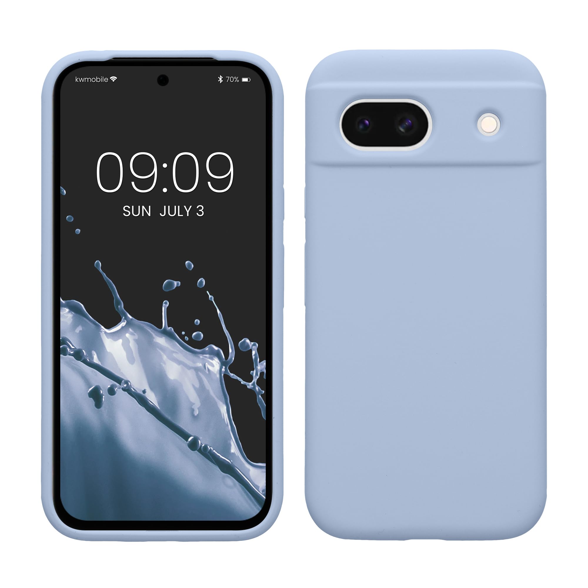 kwmobile Case Compatible with Google Pixel 8a Case - TPU Silicone Phone Cover with Soft Finish - Light Blue Matte