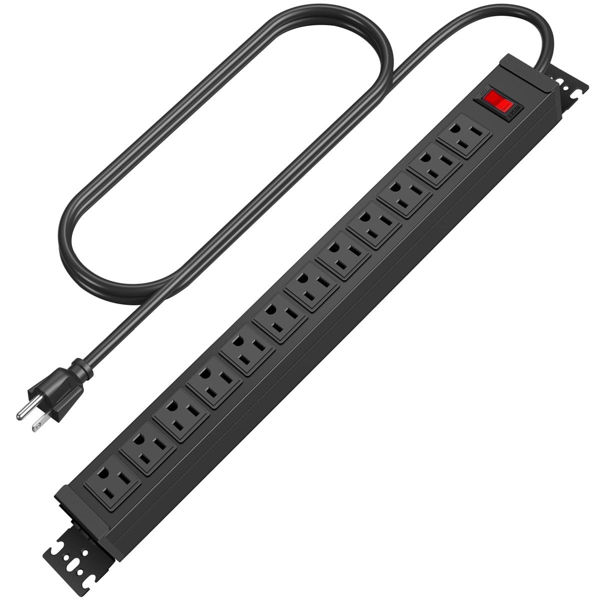 Hhsoet Rotating Mountable Power Strip, 12 Outlet Wall Mount Surge Protector, Metal Heavy Duty And Versatile Outlet Strip, Stylis