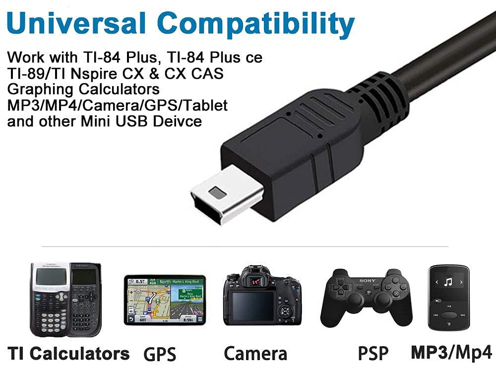 Jedeleos Ti84 Usb Cable For Texas Instruments Calculator, Ti 84 Plus, Ti 84 Plus C Silver Edition, Ti 89 Titanium, Ti Nspire Cx/