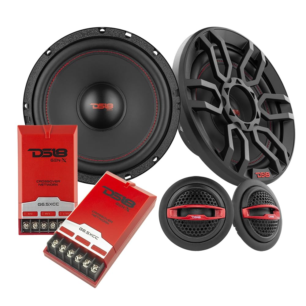 DS18 GEN-X6.5C Component Set - 6.5, 2-Way, 150W Max, 50W RMS, Black Paper Cone, Tetorn Dome Tweeters, 4 Ohms - Clarity Unparalle