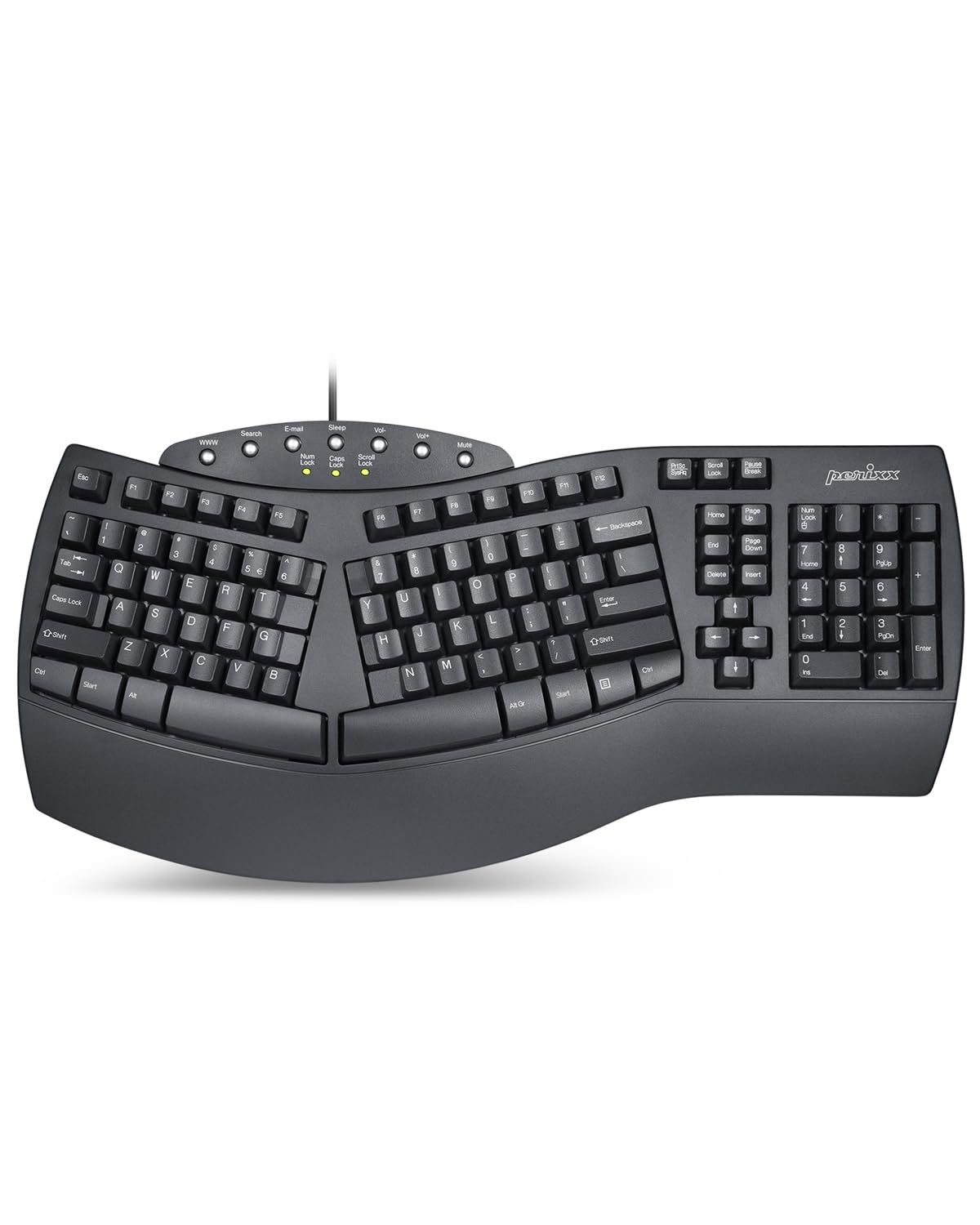 Perixx Periboard 512 Ergonomic Split Keyboard   Natural Ergonomic Design   Black   Bulky Size 19.09''X9.29''X1.73'', Us English