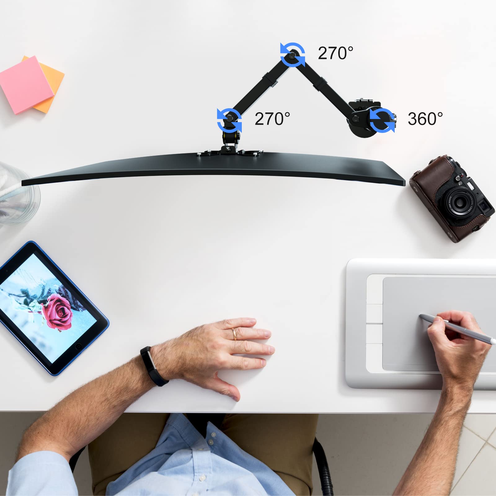 Pholiten Single Monitor Arm,Single Monitor Desk Mount,Adjustable Monitor Arm,Single Mount Holds Screen Up To 22Lbs,Monitor Desk