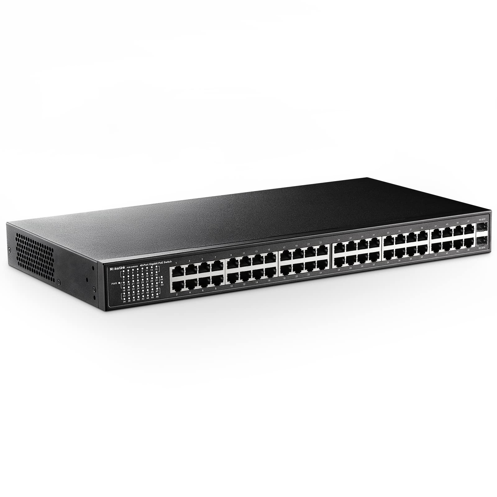 Mokerlink 48 Port Poe Gigabit Switch, 2 Gigabit Sfp, Ieee802.3Af/At/Bt 400W, Metal Rackmount Unmanaged Plug And Play Ethernet Sw
