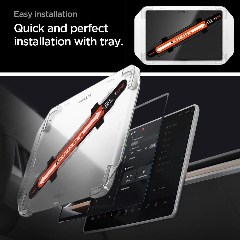 Spigen Tempered Glass Screen Protector [Glastr Ez Fit] Designed For Tesla Model 3(2024/2025), New Model Y (Juniper) 15.4' Dashboard Touchscreen   Matte/Anti Glare/Anti Finger Print