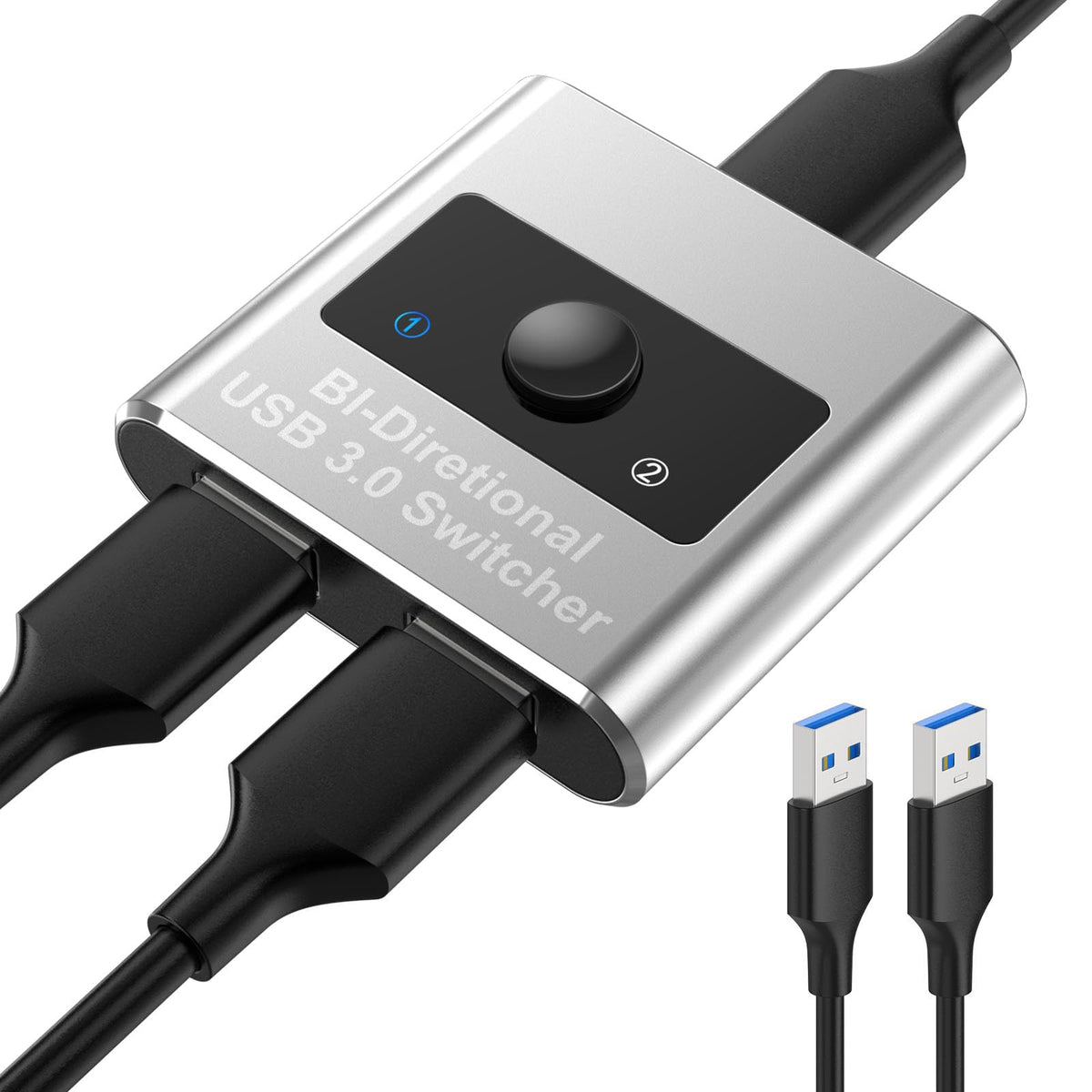 Usb 3.0 Switch Selector, Bi Directional Usb Switch 2 In 1 Out / 1 In 2 Out, Aluminum Usb Switcher 2 Computers Share 1 Device For
