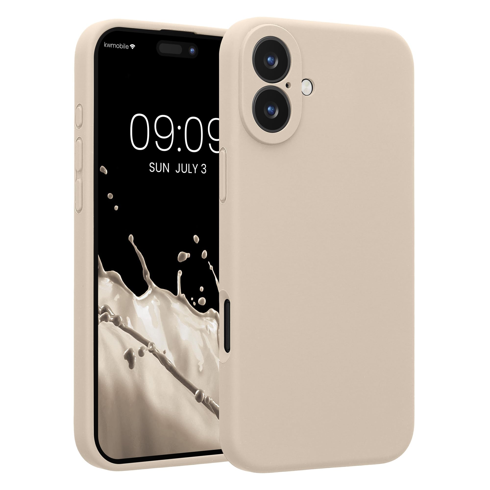 kwmobile Case Compatible with Apple iPhone 16 Plus Case - Slim TPU Silicone Phone Cover - Soft Touch Finish - Cream