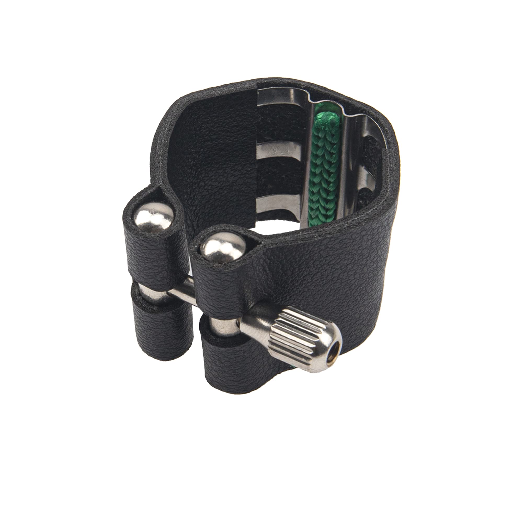 2Pcs Yootones Black Artificial Leather Saxophone Mouthpiece Sax Ligature Fastener Compatible With Saxophone Rubber Mouthpiece (A