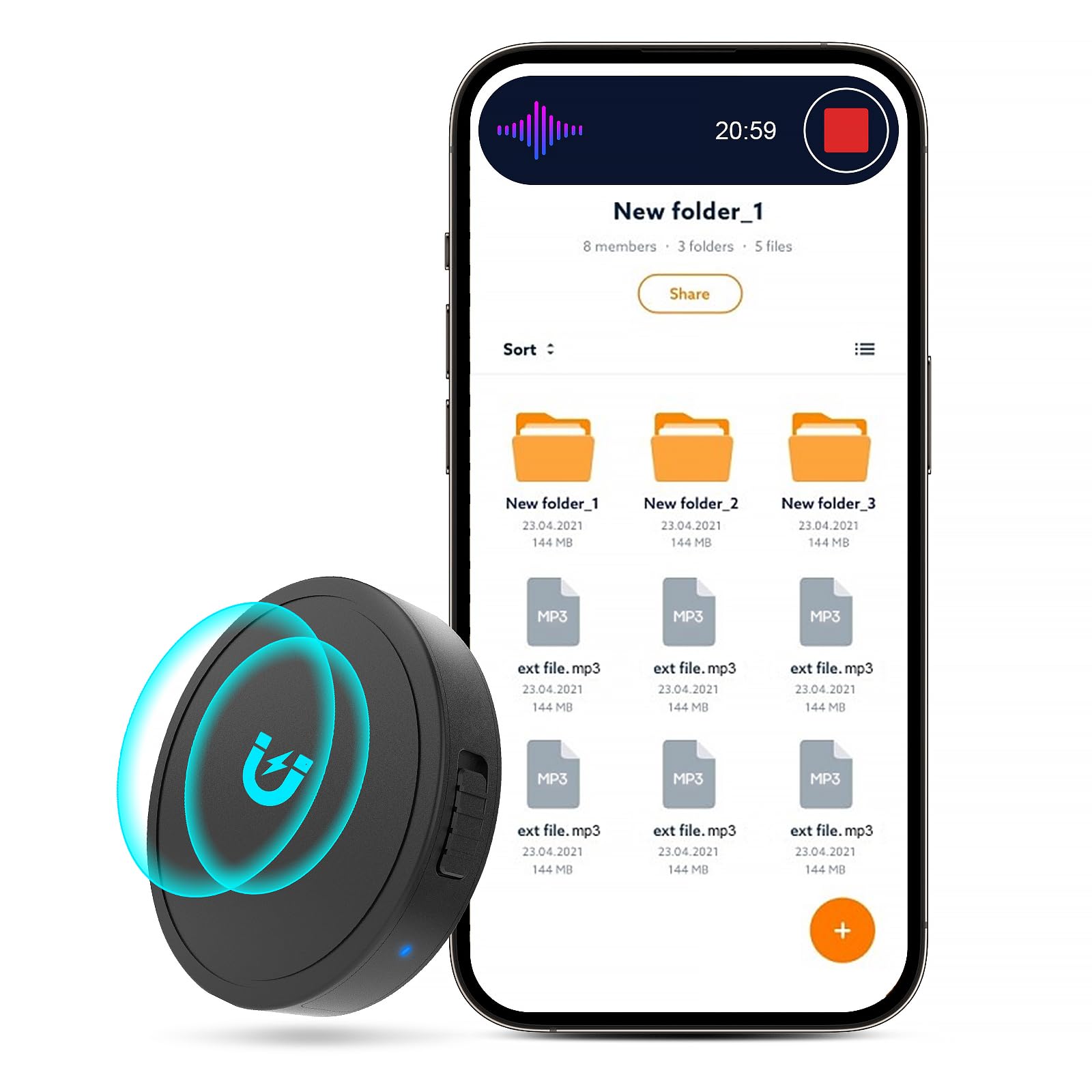 128G (1600 Hour) Magnetic Voice Activated Recorder   Nanezan Recording Device Mp3 Records With 70 Hours Battery Time, Usb C Audi