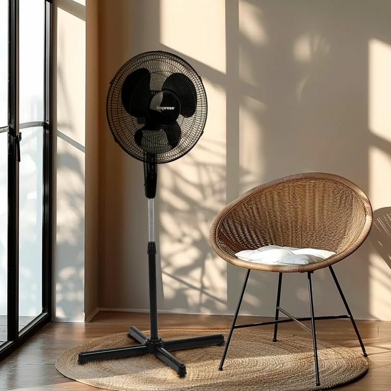Impress Im 717B, 16 In Oscillating Stand Fan Black