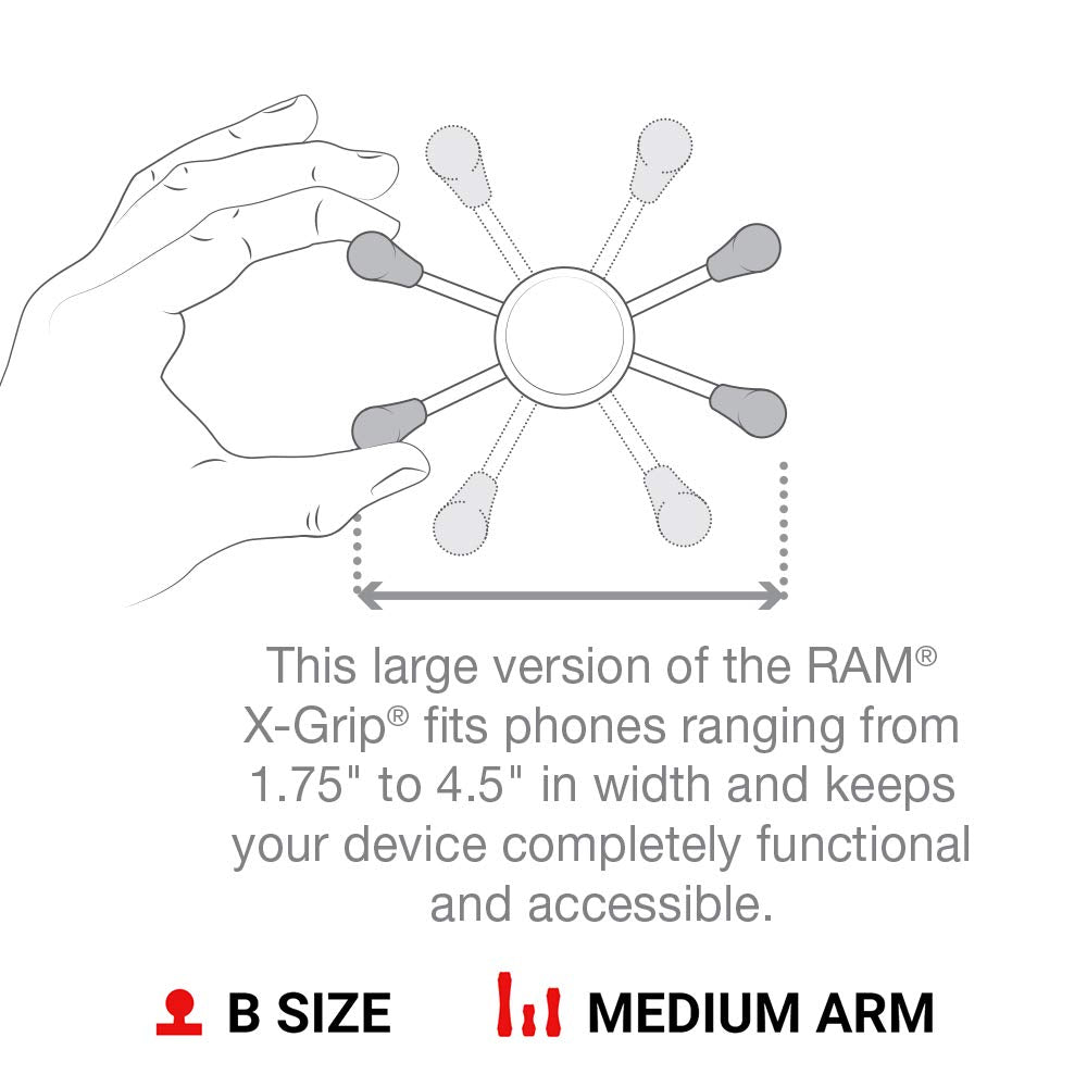 Ram Mounts X Grip Large Phone Mount With Diamond Base Ram B 102 Un10U With Medium Arm