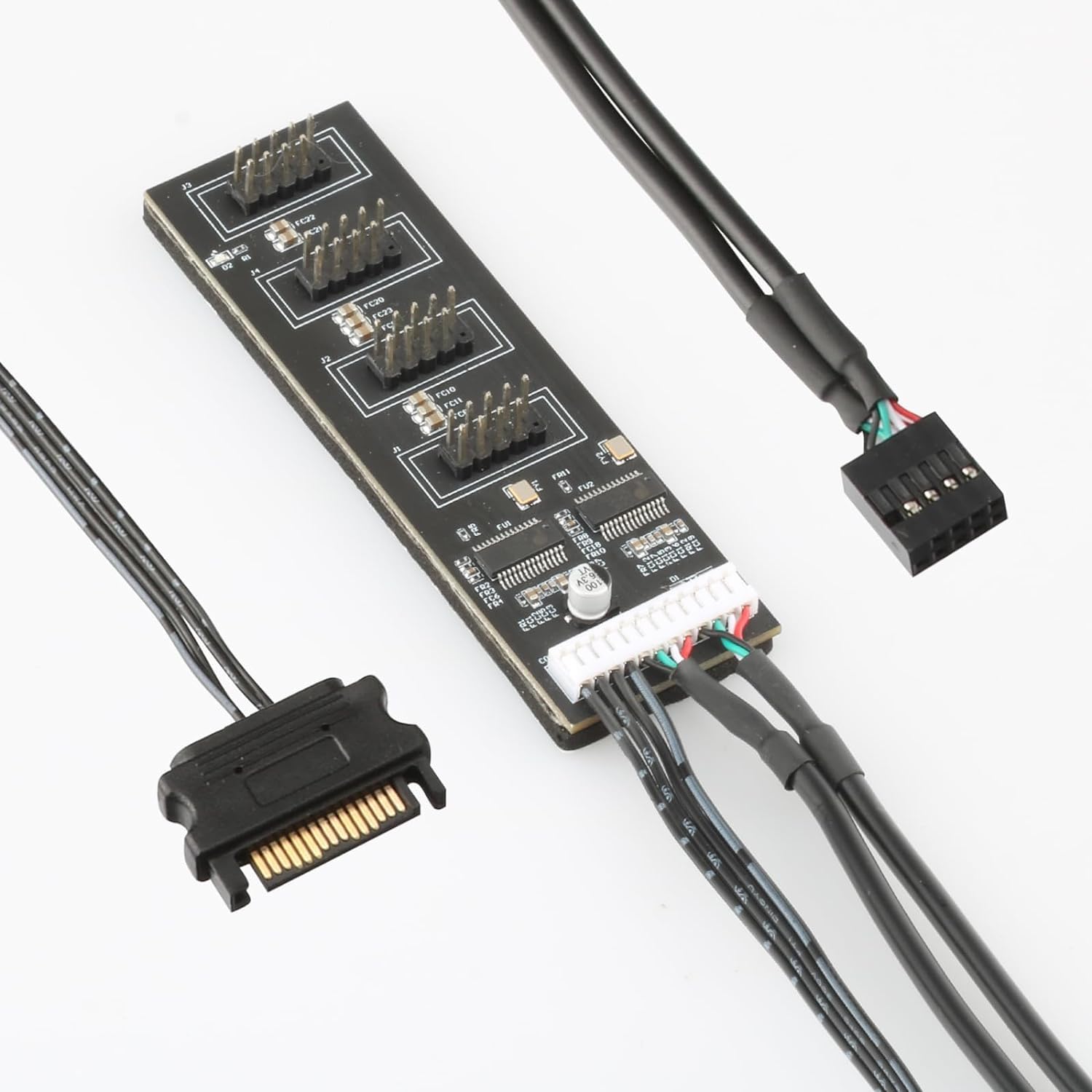 9Pin Internal Usb Hub, 4 Internal Usb 2.0 Ports Splitter With Sata Power Connection For Cpu, Wifi Receiver, Cooling Fan, And Rgb