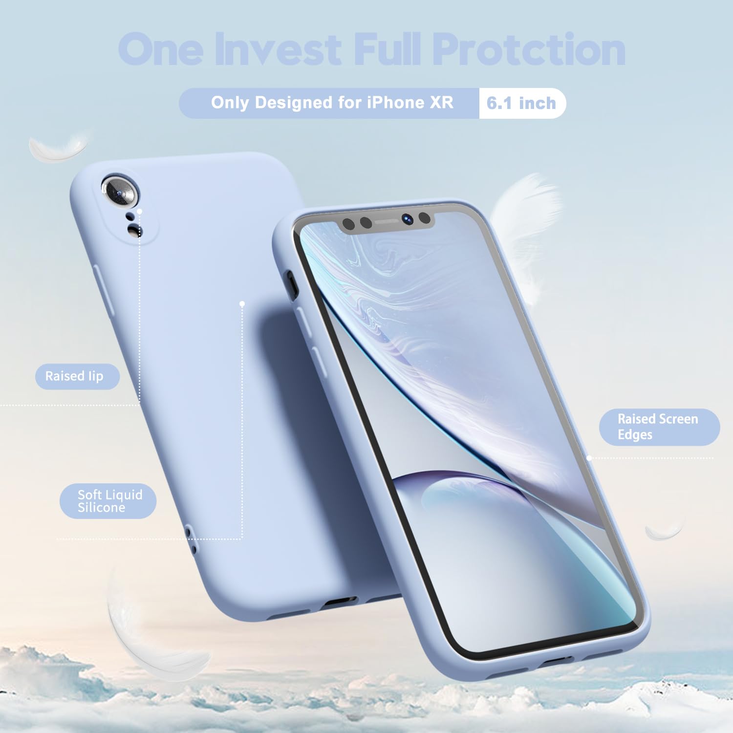 Oakxco For Iphone Xr Phone Case Liquid Silicone, Thin Slim Soft Rubber Gel Tpu Plain Simple Cover For Women Girl Cute, Matte Sol